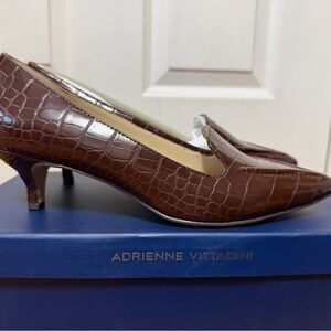 Adrienne Vittadini Chocolate Croc-Pattern Heels